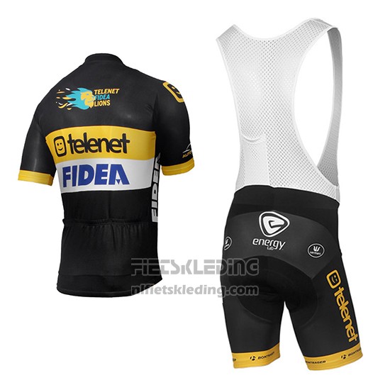 2017 Fietskleding Telenet Fidea Lions Zwart Korte Mouwen en Koersbroek