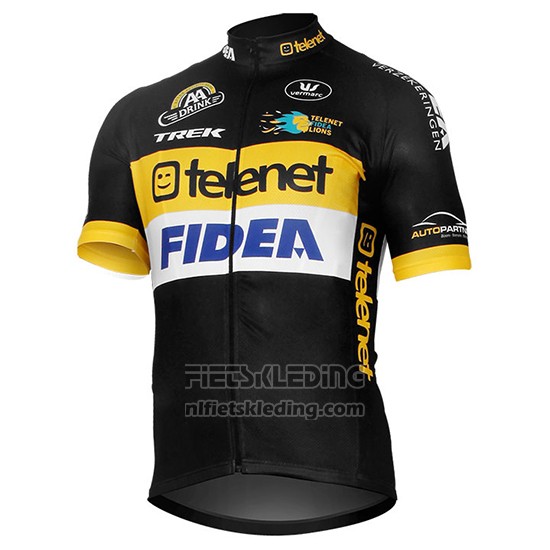2017 Fietskleding Telenet Fidea Lions Zwart Korte Mouwen en Koersbroek
