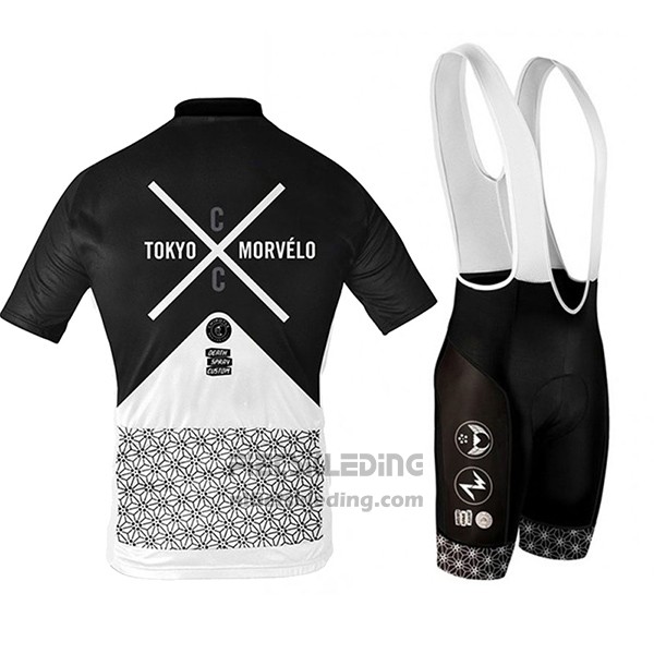 2017 Fietskleding Tokyo X Morvelo Wit en Zwart Korte Mouwen en Koersbroek