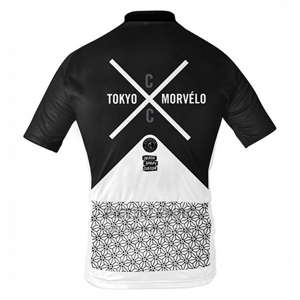2017 Fietskleding Tokyo X Morvelo Wit en Zwart Korte Mouwen en Koersbroek