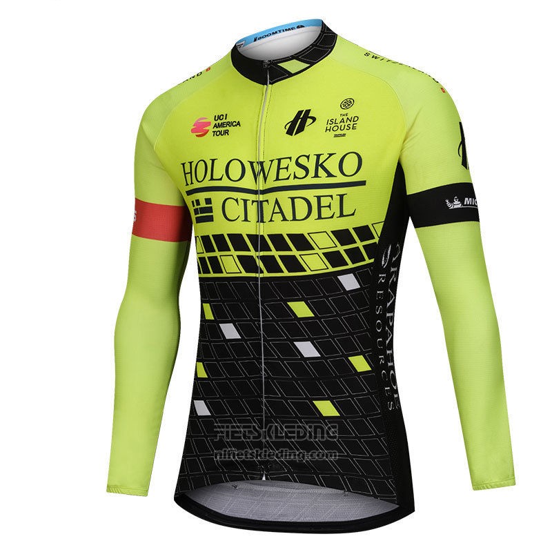 2018 Fietskleding Holowesko Citadel Groen en Zwart Lange Mouwen en Koersbroek