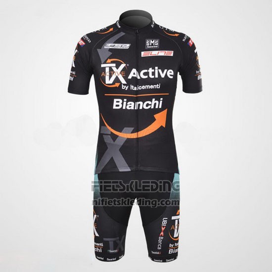 2012 Fietskleding Bianchi Zwart en Oranje Korte Mouwen en Koersbroek