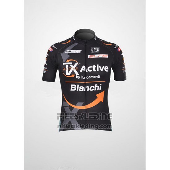 2012 Fietskleding Bianchi Zwart en Oranje Korte Mouwen en Koersbroek