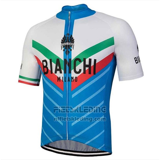 2018 Fietskleding Bianchi Tiera Wit en Blauw Korte Mouwen en Koersbroek