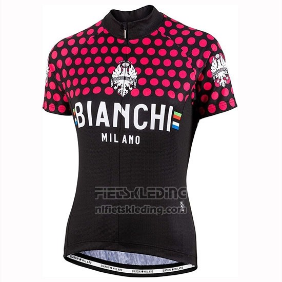 2019 Fietskleding Vrouw Bianchi Dot Zwart Rood Korte Mouwen en Koersbroek
