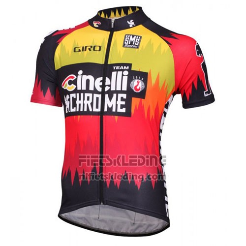 2016 Fietskleding Cinelli Chrome Rood en Zwart Korte Mouwen en Koersbroek