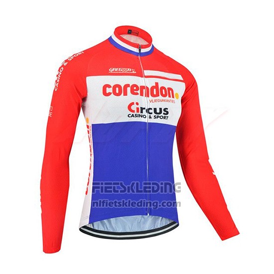 2019 Fietskleding Corendon Circus Rood Wit Blauw Lange Mouwen en Koersbroek