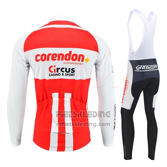 2019 Fietskleding Corendon Circus Wit Rood Lange Mouwen en Koersbroek