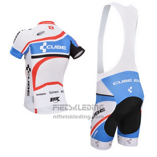 2014 Fietskleding Cube Wit en Blauw Korte Mouwen en Koersbroek