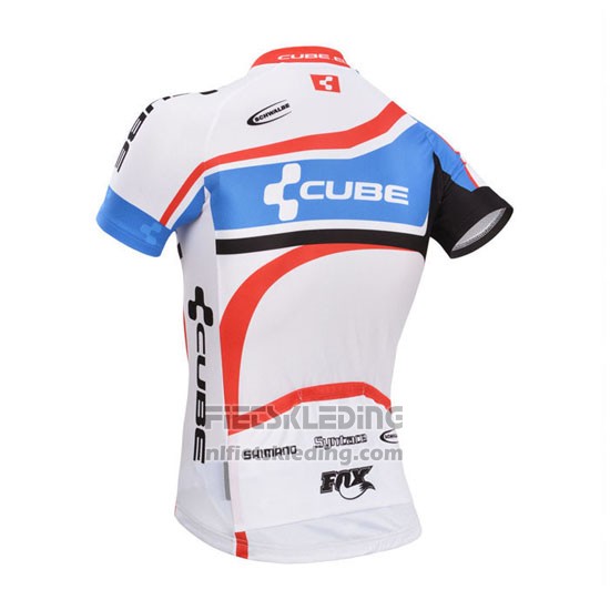 2014 Fietskleding Cube Wit en Blauw Korte Mouwen en Koersbroek