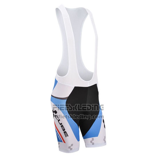 2014 Fietskleding Cube Wit en Blauw Korte Mouwen en Koersbroek