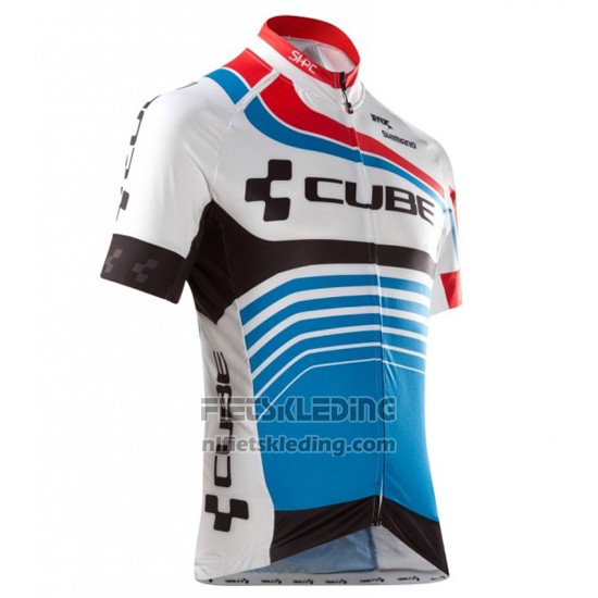 2016 Fietskleding Cube Blauw en Wit Korte Mouwen en Koersbroek