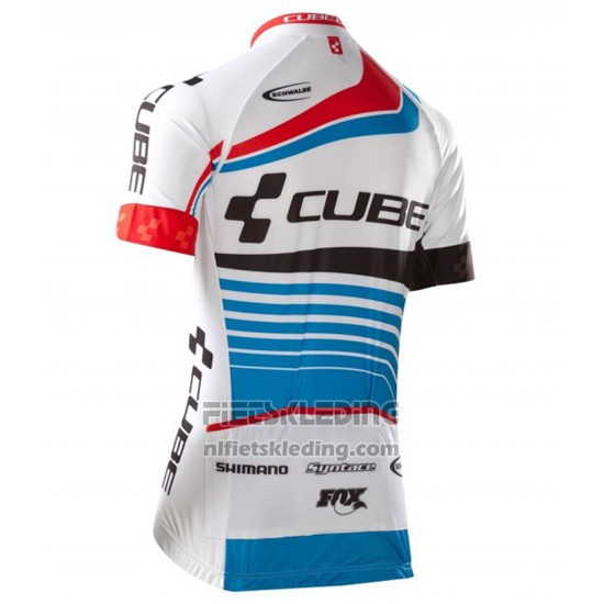 2016 Fietskleding Cube Blauw en Wit Korte Mouwen en Koersbroek
