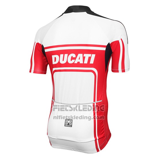 2016 Fietskleding Ducati Wit en Rood Korte Mouwen en Koersbroek