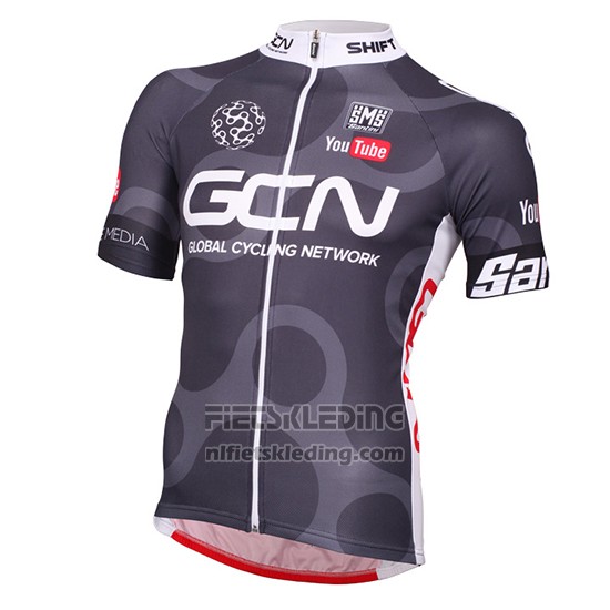 2016 Fietskleding Global Cycling Network Grijs en Rood Korte Mouwen en Koersbroek
