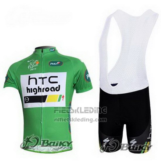 2011 Fietskleding HTC Highroad Groen en Wit Korte Mouwen en Koersbroek