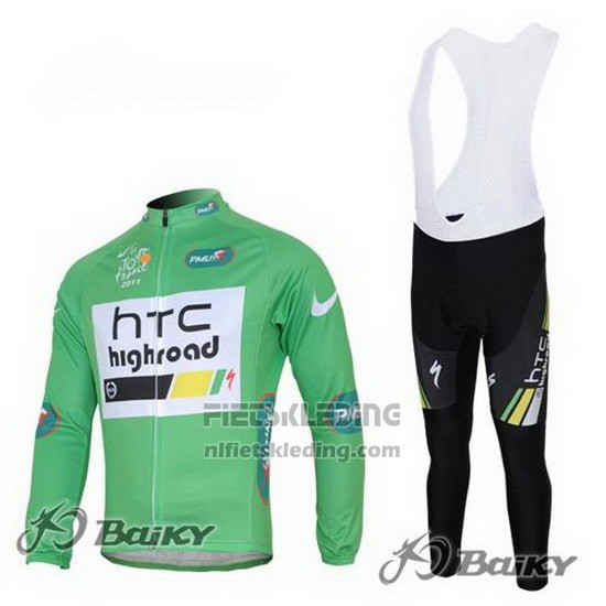 2011 Fietskleding HTC Highroad Groen en Wit Lange Mouwen en Koersbroek