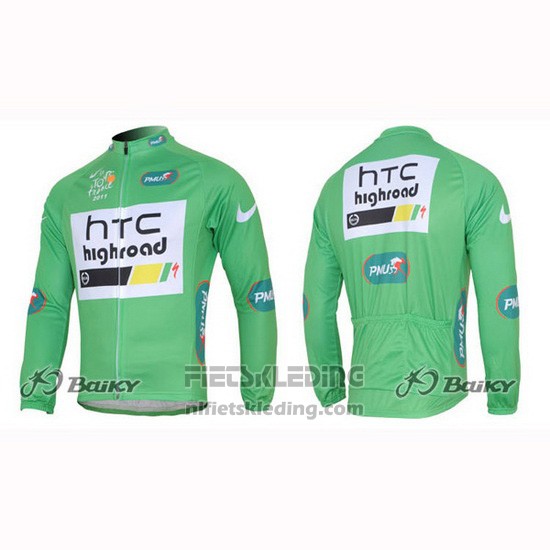 2011 Fietskleding HTC Highroad Groen en Wit Lange Mouwen en Koersbroek