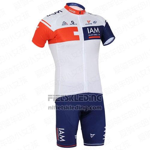 2016 Fietskleding IAM Rood en Blauw Korte Mouwen en Koersbroek