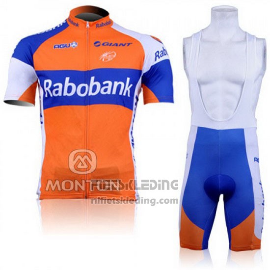 2011 Fietskleding Rabobank Blauw en Oranje Korte Mouwen en Koersbroek