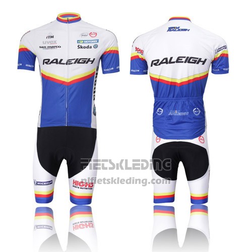 2012 Fietskleding Raleigh Blauw en Wit Korte Mouwen en Koersbroek