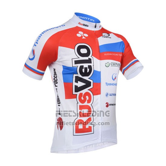 2013 Fietskleding Rusvelo Wit en Rood Korte Mouwen en Koersbroek