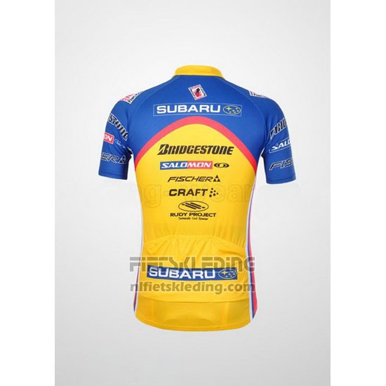 2011 Fietskleding Subaru Azuur en Geel Korte Mouwen en Koersbroek