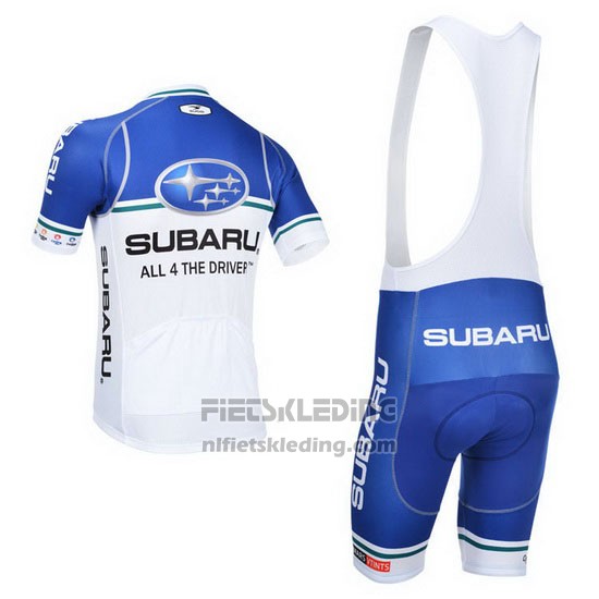 2013 Fietskleding Subaru Wit en Azuur Korte Mouwen en Koersbroek