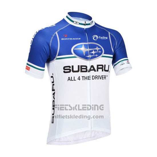 2013 Fietskleding Subaru Wit en Azuur Korte Mouwen en Koersbroek