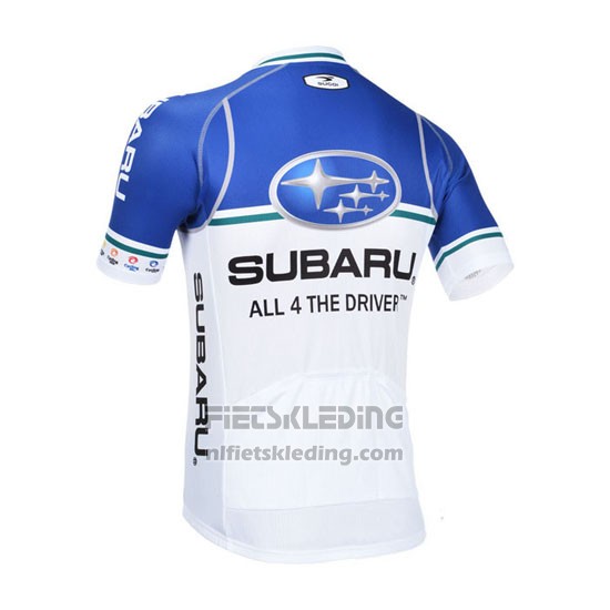2013 Fietskleding Subaru Wit en Azuur Korte Mouwen en Koersbroek