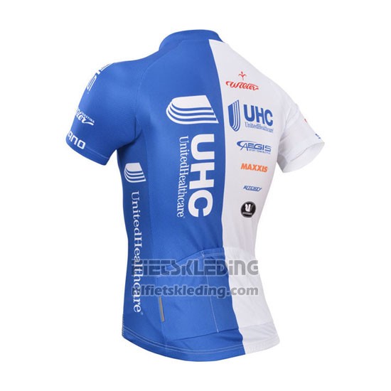 2014 Fietskleding UHC Wit en Azuur Korte Mouwen en Koersbroek
