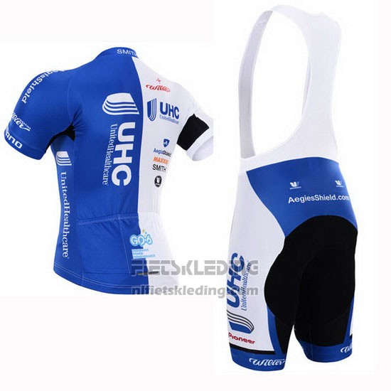 2015 Fietskleding UHC Wit en Azuur Korte Mouwen en Koersbroek