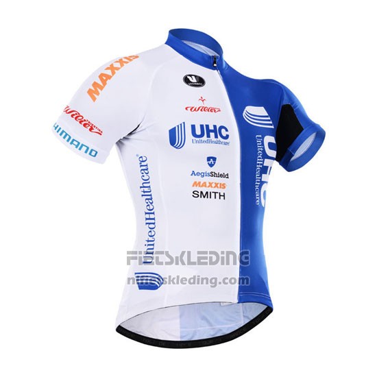 2015 Fietskleding UHC Wit en Azuur Korte Mouwen en Koersbroek