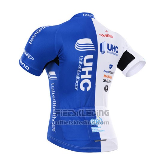 2015 Fietskleding UHC Wit en Azuur Korte Mouwen en Koersbroek
