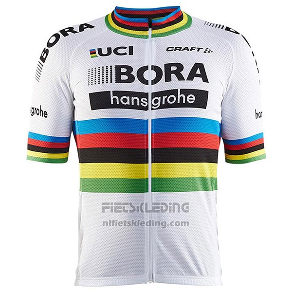 2017 Fietskleding UCI Wereldkampioen Bora Wit Korte Mouwen en Koersbroek