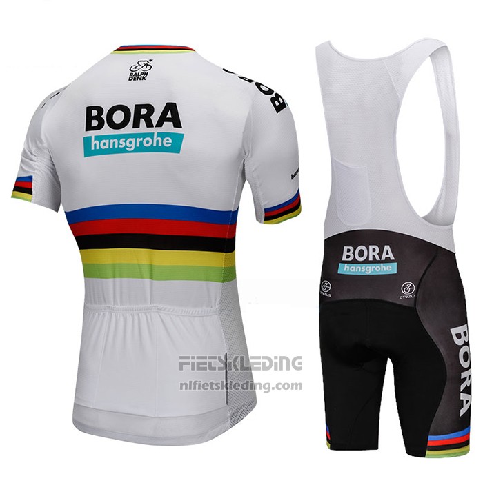 2018 Fietskleding UCI Wereldkampioen Bora Wit Korte Mouwen en Koersbroek