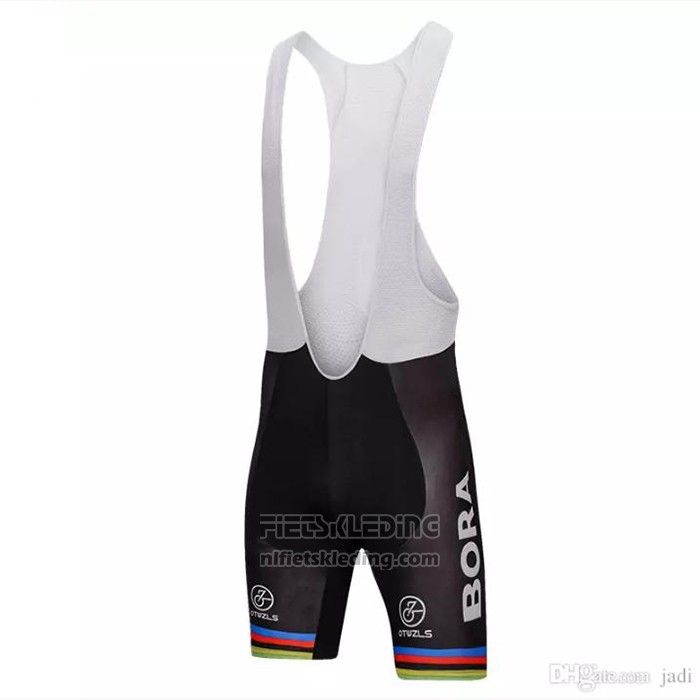 2018 Fietskleding UCI Wereldkampioen Bora Wit Korte Mouwen en Koersbroek