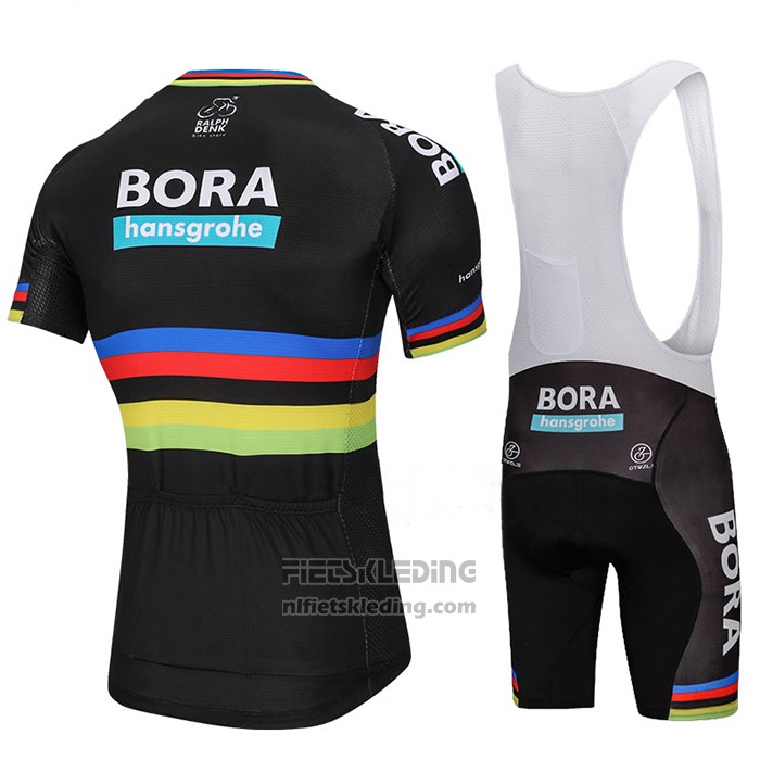 2018 Fietskleding UCI Wereldkampioen Bora Zwart Korte Mouwen en Koersbroek