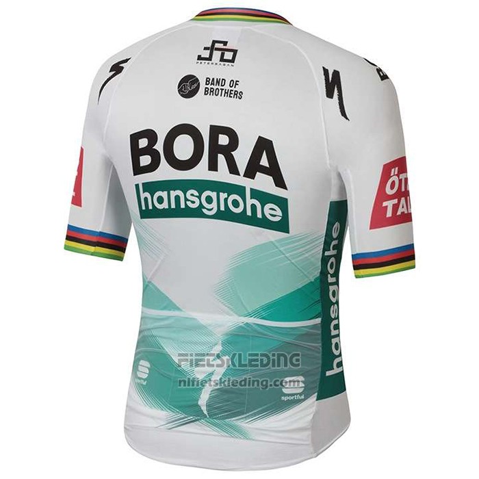 2020 Fietskleding UCI Wereldkampioen Bora Wit Groen Korte Mouwen en Koersbroek