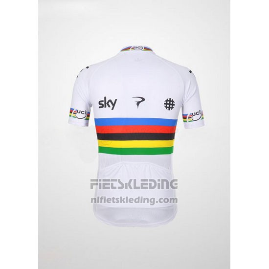 2012 Fietskleding Sky UCI Wereldkampioen Rood en Wit Korte Mouwen en Koersbroek