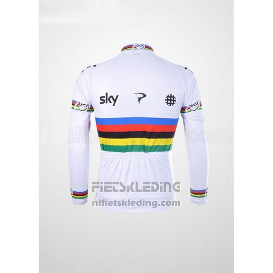 2012 Fietskleding Sky UCI Wereldkampioen Zwart en Wit Lange Mouwen en Koersbroek