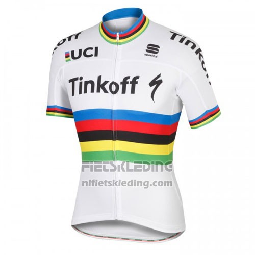 2016 Fietskleding UCI Wereldkampioen Tinkoff Wit Korte Mouwen en Koersbroek