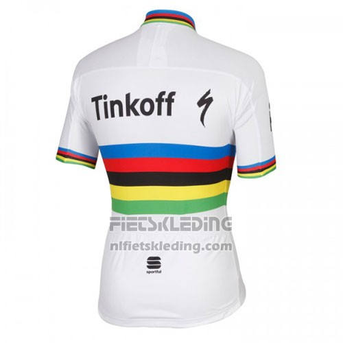 2016 Fietskleding UCI Wereldkampioen Tinkoff Wit Korte Mouwen en Koersbroek