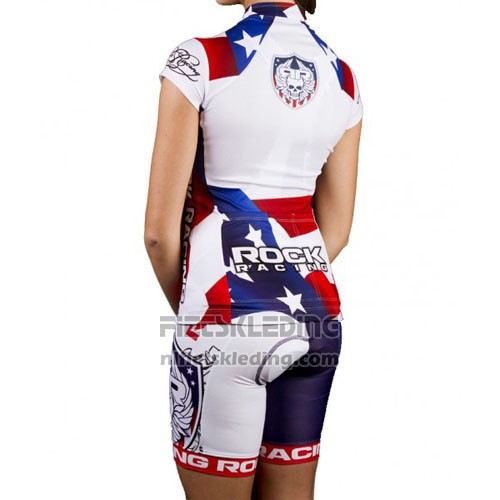 2016 Fietskleding Rock Racing Wit en Blauw Korte Mouwen en Koersbroek