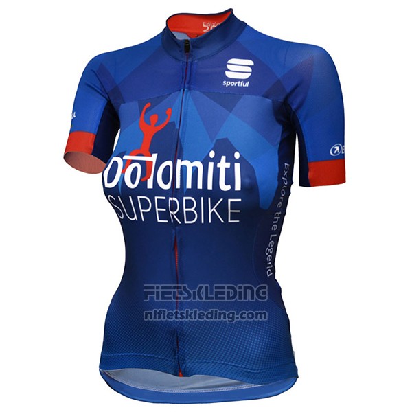 2017 Fietskleding Vrouw Dotomini Superbike Blauw Korte Mouwen en Koersbroek
