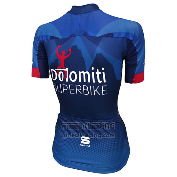 2017 Fietskleding Vrouw Dotomini Superbike Blauw Korte Mouwen en Koersbroek