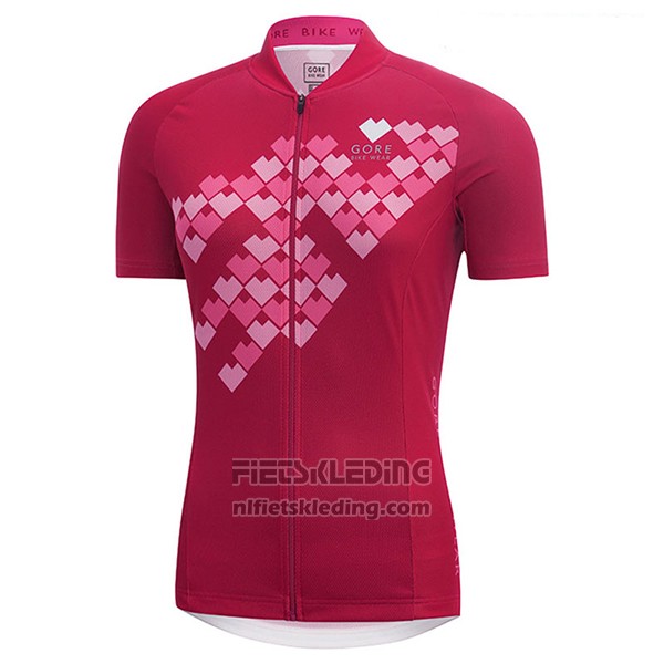 2017 Fietskleding Vrouw Gore Bike Wear Rood Korte Mouwen en Koersbroek