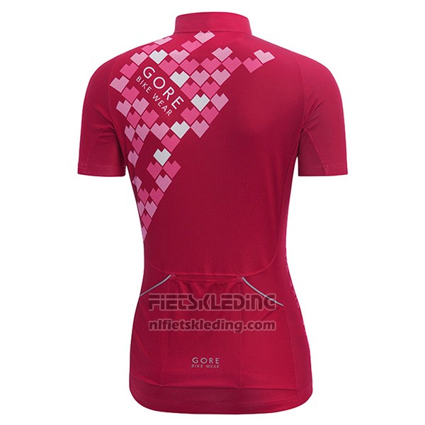 2017 Fietskleding Vrouw Gore Bike Wear Rood Korte Mouwen en Koersbroek