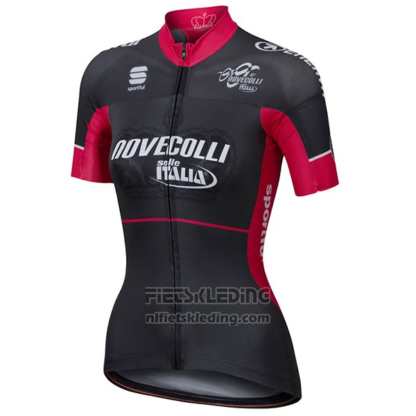 2017 Fietskleding Vrouw Nove Colli Zwart en Rood Korte Mouwen en Koersbroek