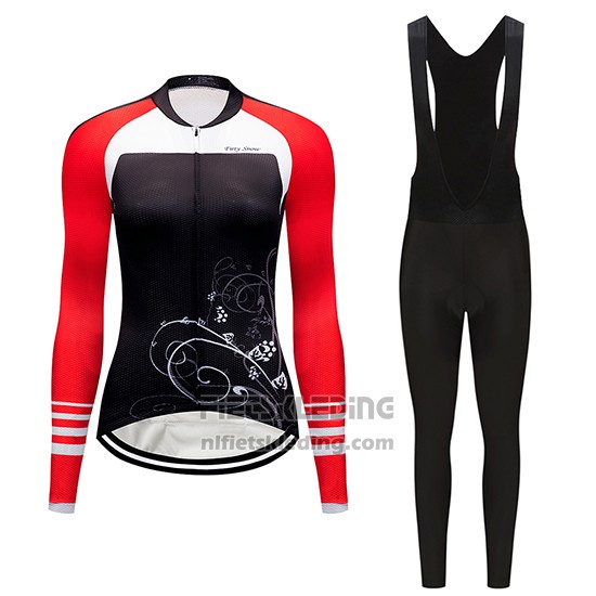 2019 Fietskleding Vrouw Dirty Snow Rood Wit Zwart Lange Mouwen en Koersbroek